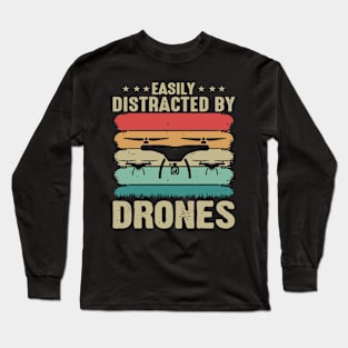 Easily Distracted By Drone Vintage Long Sleeve T-Shirt